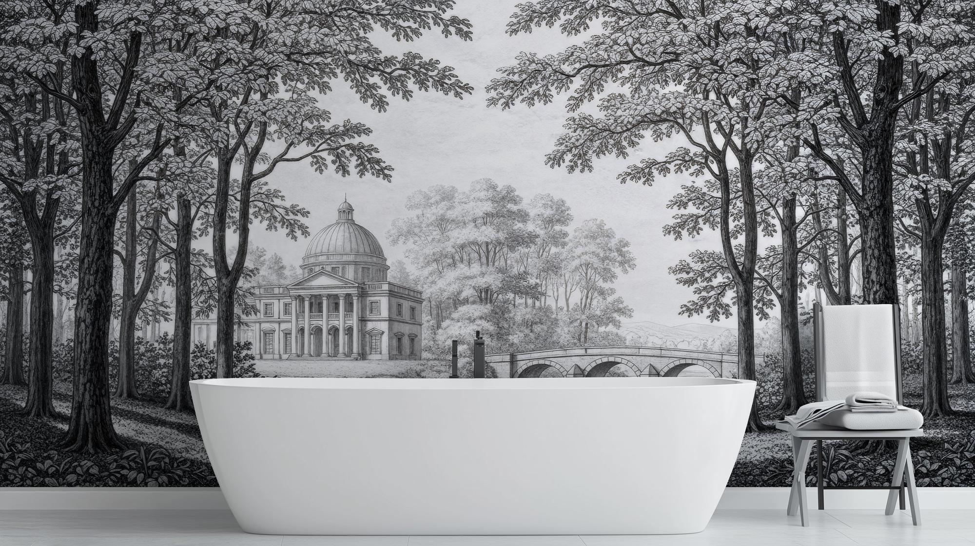 Traditional Black & White wallpaper for Bathroom