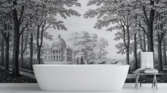 Traditional Black & White wallpaper for Bathroom