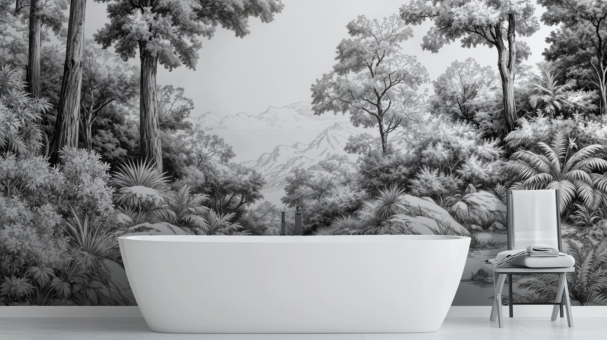 Traditional Black & White wallpaper for Bathroom
