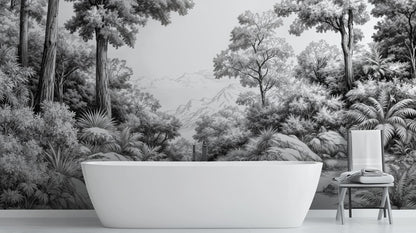 Traditional Black & White wallpaper for Bathroom