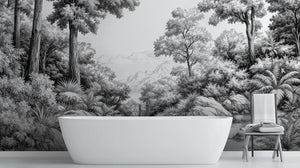 Traditional Black & White wallpaper for Bathroom