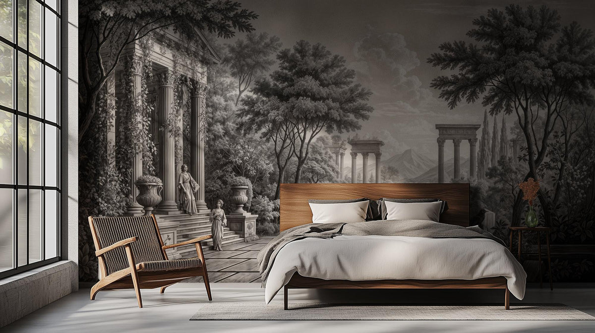 Traditional Black & White wallpaper for Bedroom