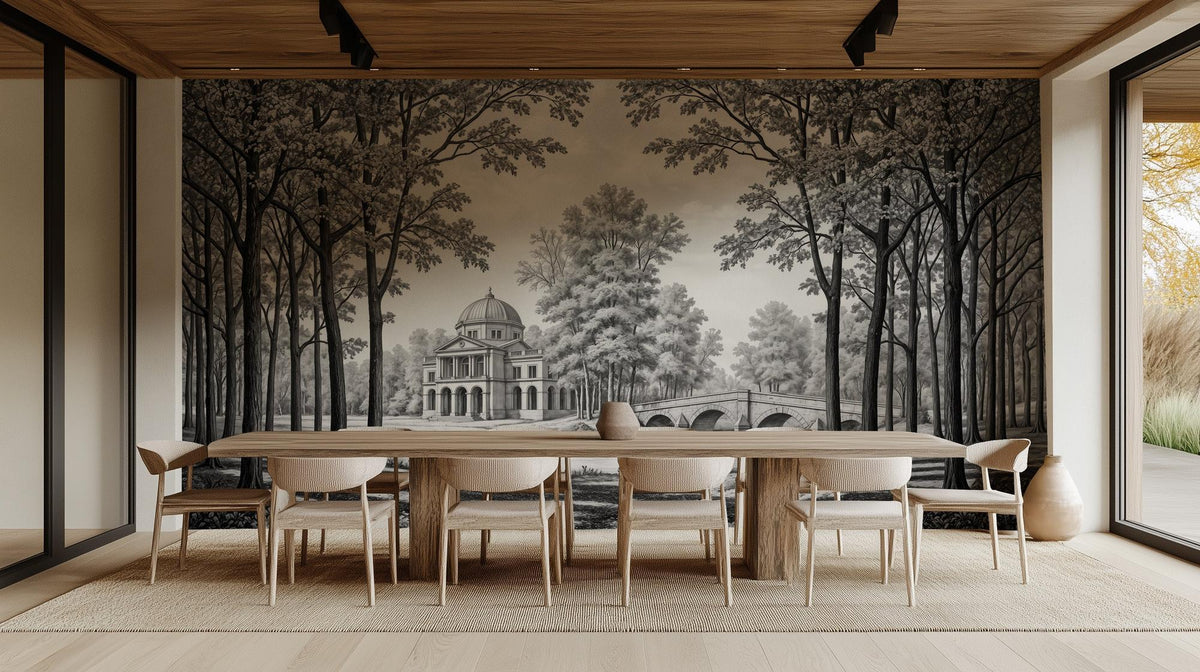 Traditional Black & White wallpaper for Dining Room