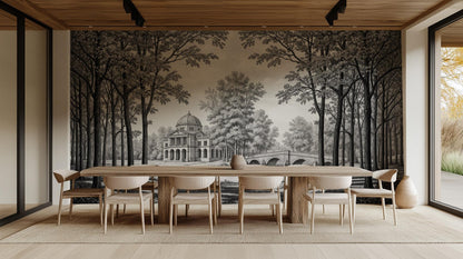 Traditional Black & White wallpaper for Dining Room