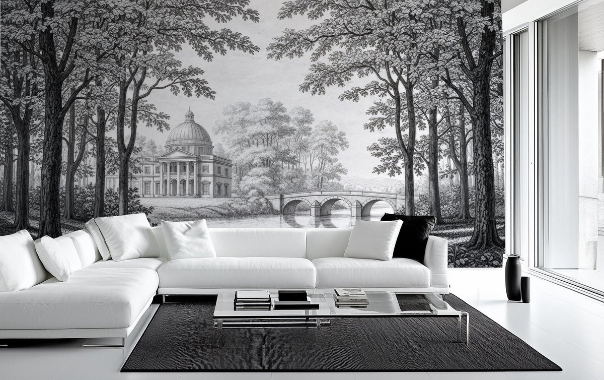 Traditional Black & White wallpaper for Living Room