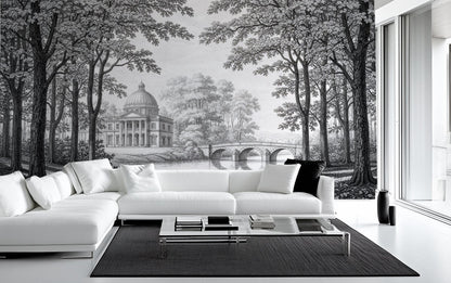 Traditional Black & White wallpaper for Living Room