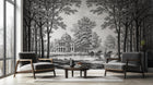 black and white monochrome landscape bridge wallpaper mural