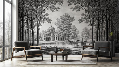 Traditional Black & White wallpaper for Living Room