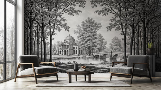 Traditional Black & White wallpaper for Living Room