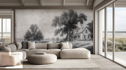 Traditional Black & White wallpaper for Living Room