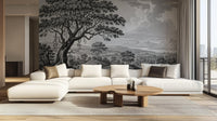 Traditional Black & White wallpaper for Living Room