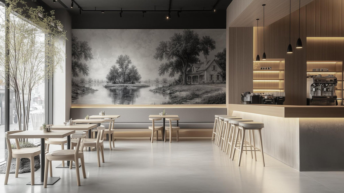 Traditional Black & White wallpaper for Living Room