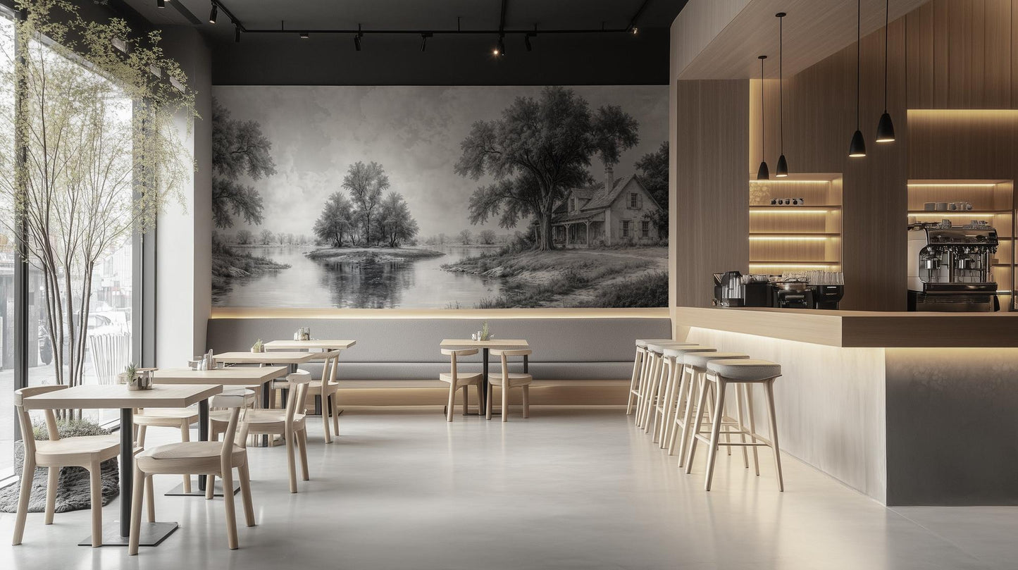 Traditional Black & White wallpaper for Living Room