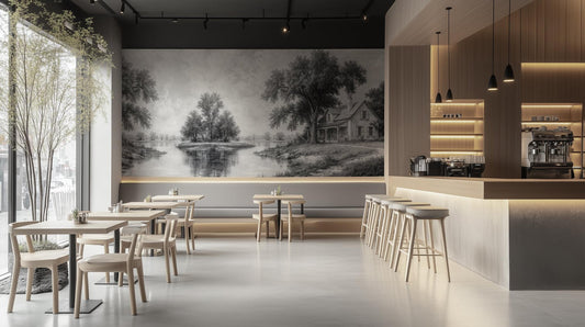 Traditional Black & White wallpaper for Living Room