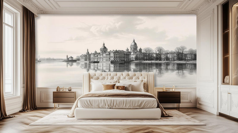 Traditional Black & White wallpaper for Living Room