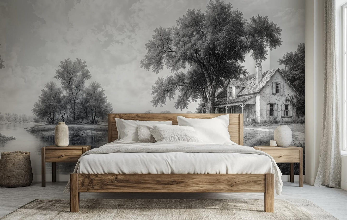 Vintage Black & White wallpaper for Bedroom