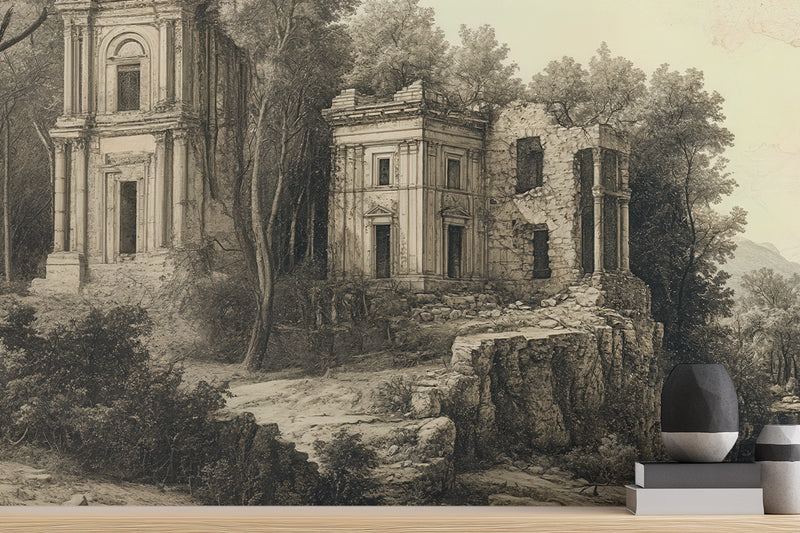 Oturma Odası için Vintage Siyah & Beyaz duvar kağıdı