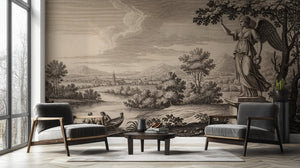Vintage Black & White wallpaper for Living Room