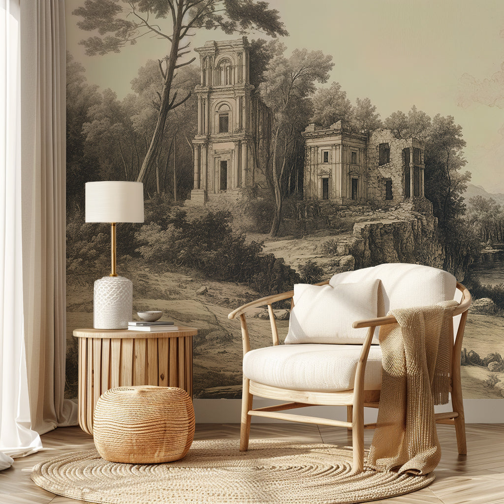 Vintage Black & White wallpaper for Living Room