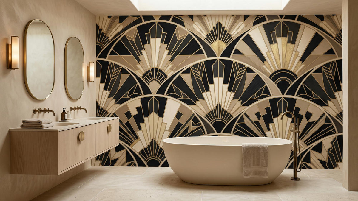 Art Deco Black wallpaper for Bathroom