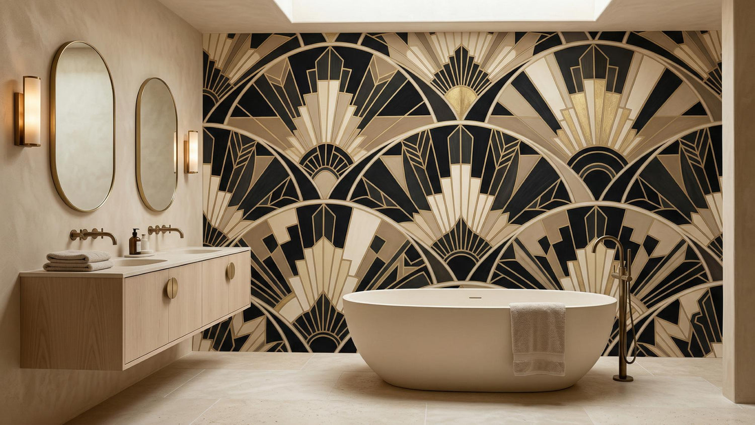 Art Deco Black wallpaper for Bathroom