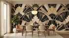 Black Art Deco wallpaper mural with elegant geometric structure