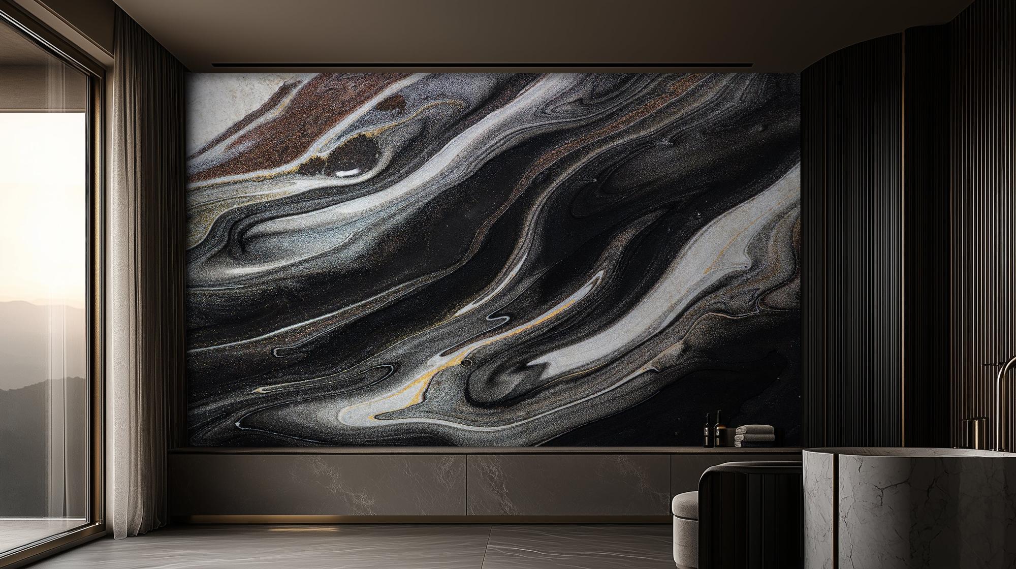 Contemporary Black wallpaper for Living Room