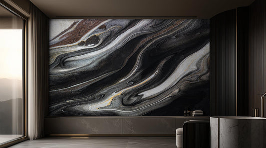 Contemporary Black wallpaper for Living Room
