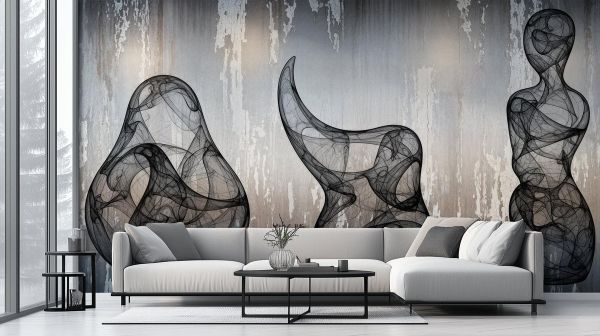 Contemporary Black wallpaper for Living Room