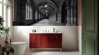 Architectural Black wallpaper mural with dark modern visual monochrome texture