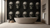 Monochrome Skull Motif Wallpaper