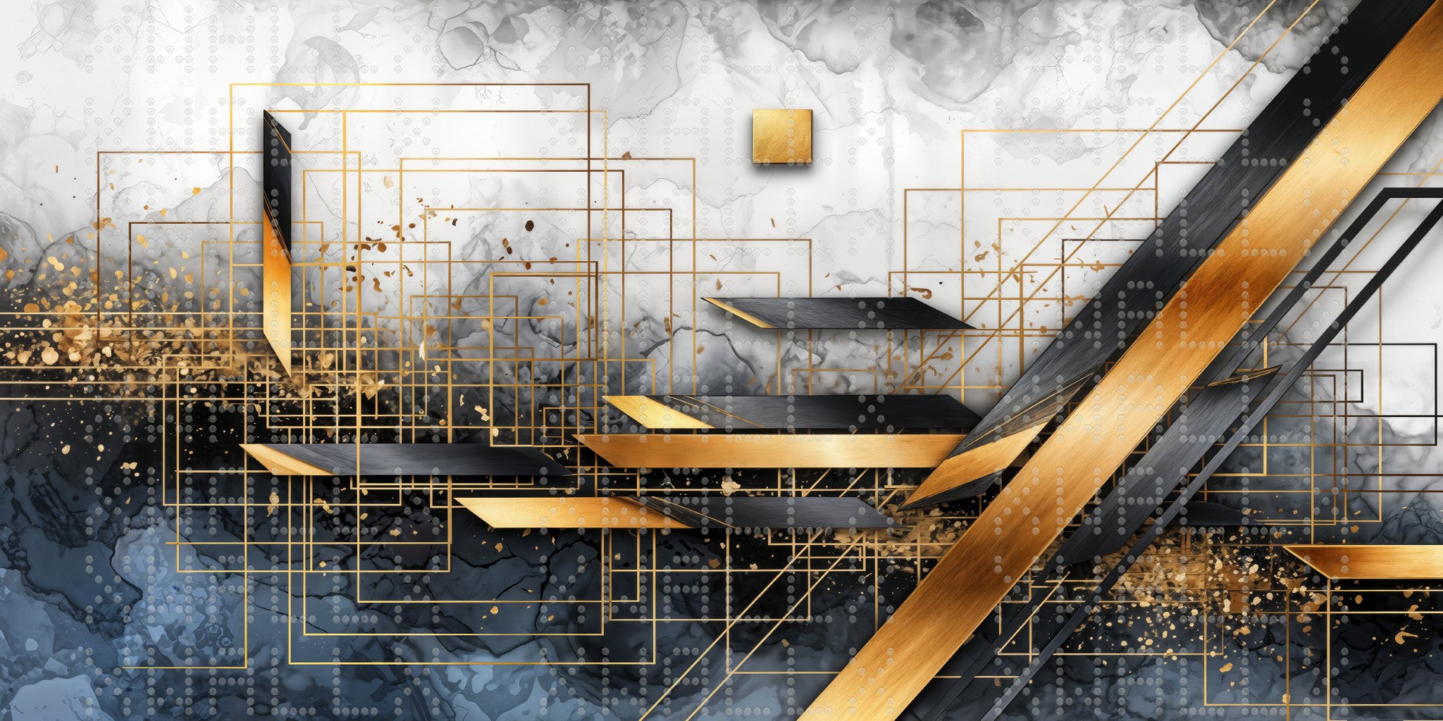 Geometric Gold and Black Wallpaper