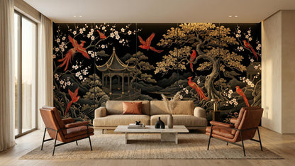 Traditional Black wallpaper for Living Room