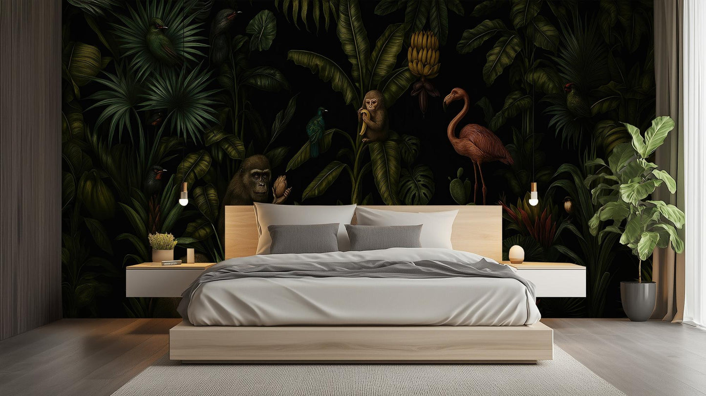 Tropical Black wallpaper for Bedroom