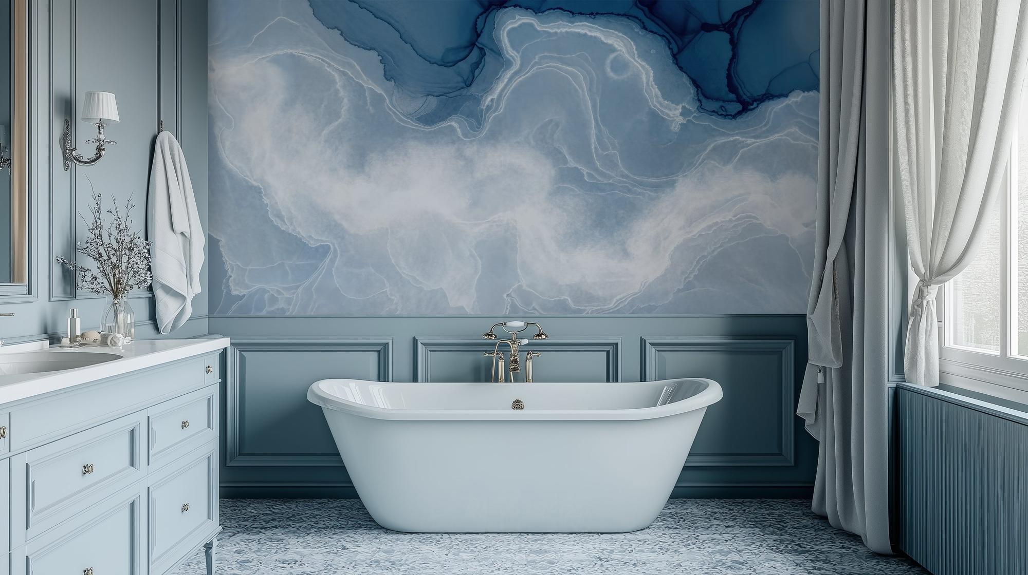 Abstract Blue wallpaper for Bathroom