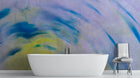 Blue ocean wave teal wallpaper mural with Turquoise flowing movement