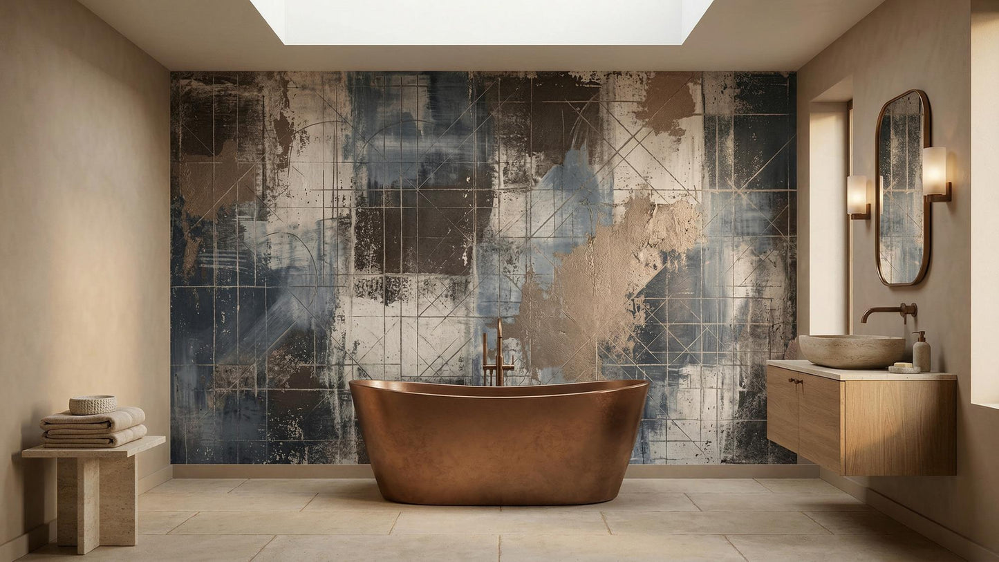 Abstract Blue wallpaper for Bathroom