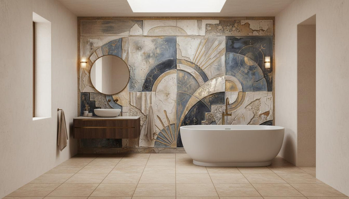 Abstract Blue wallpaper for Bathroom