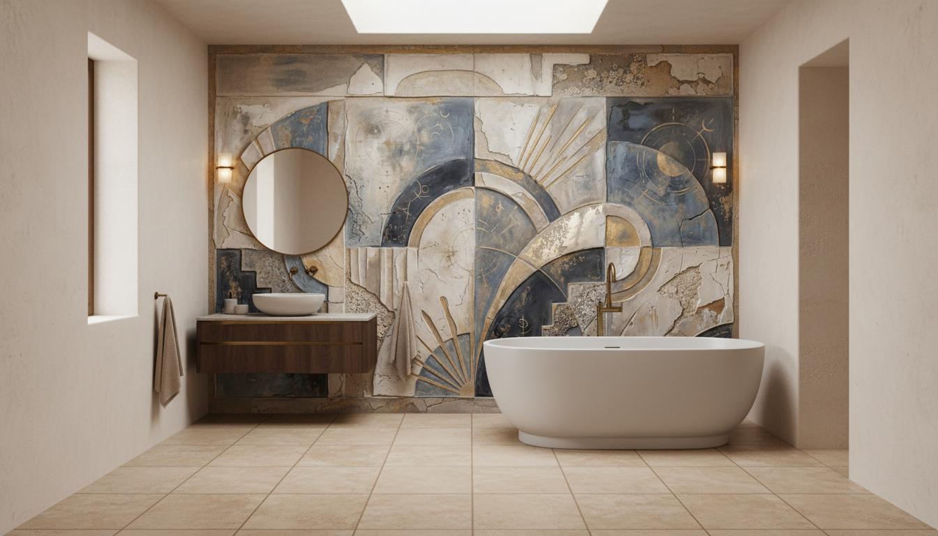 Abstract Blue wallpaper for Bathroom