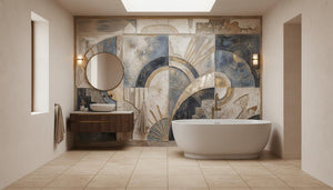 Abstract Blue wallpaper for Bathroom