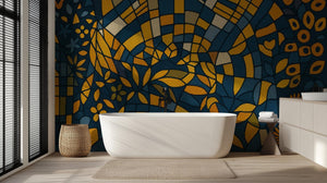 Abstract Blue wallpaper for Bathroom
