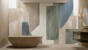 Abstract Blue wallpaper for Bathroom