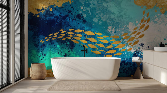 Abstract Blue wallpaper for Bathroom