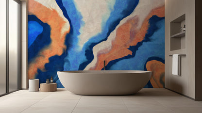 Abstract Blue wallpaper for Bathroom