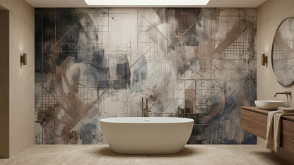 Abstract Blue wallpaper for Bathroom