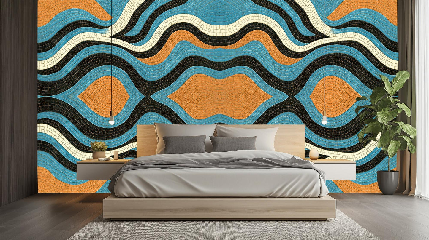 Abstract Blue wallpaper for Bedroom