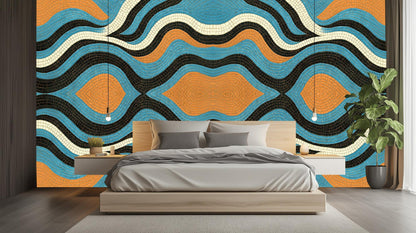 Abstract Blue wallpaper for Bedroom