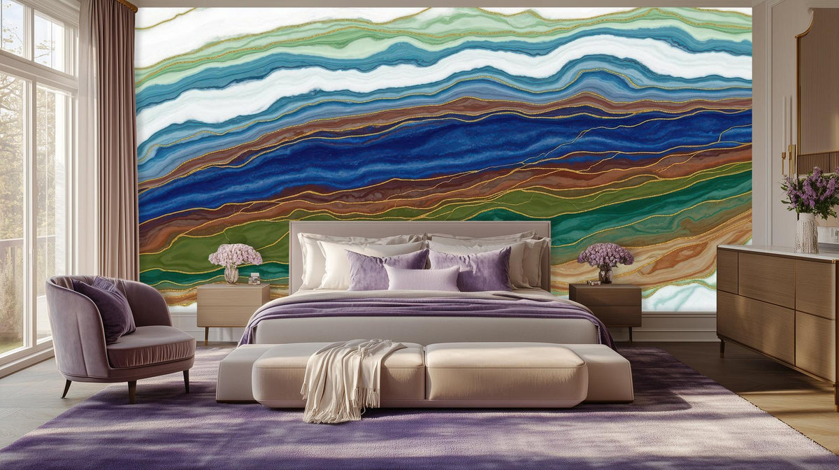 Abstract Blue wallpaper for Bedroom