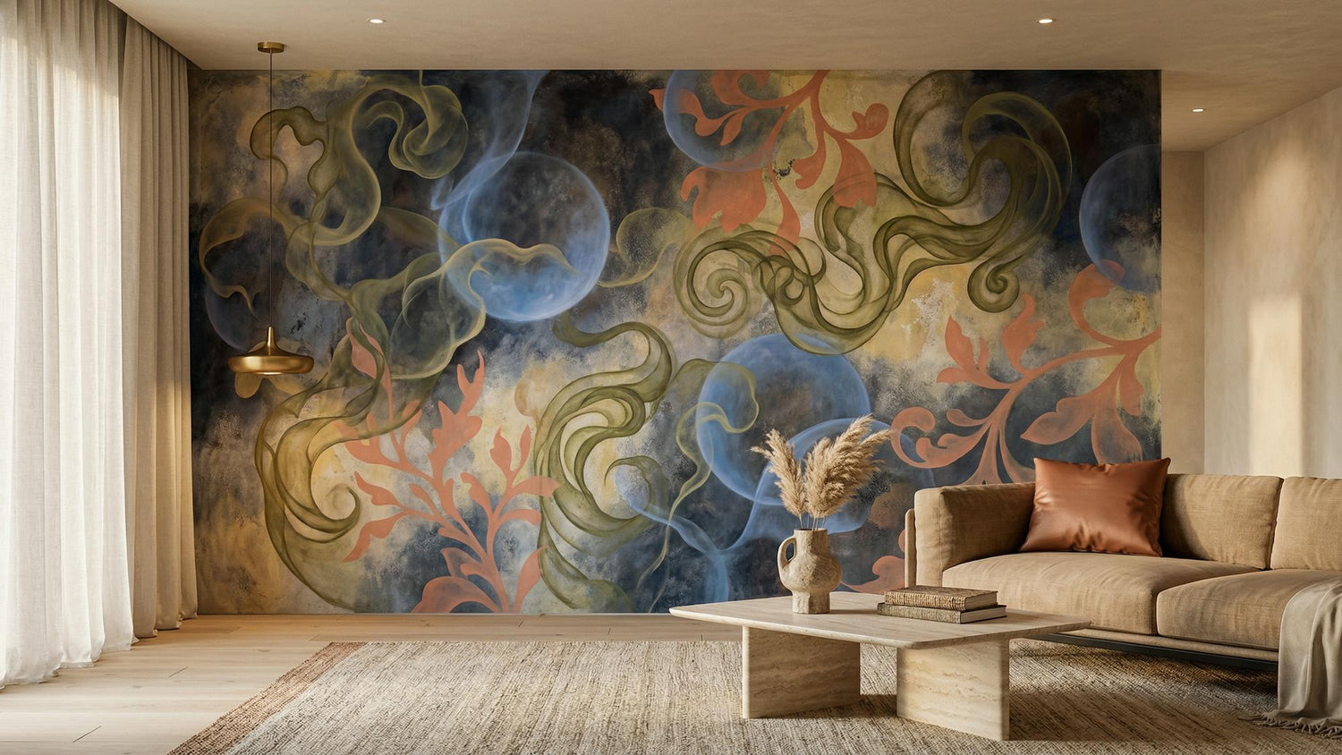 Abstract Blue wallpaper for Bedroom