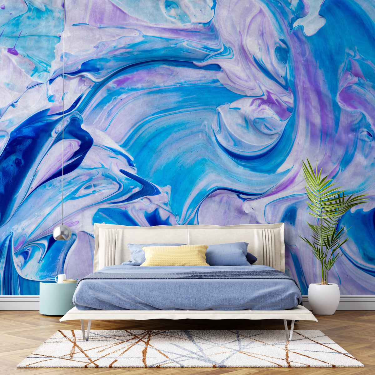 Abstract Blue wallpaper for Bedroom